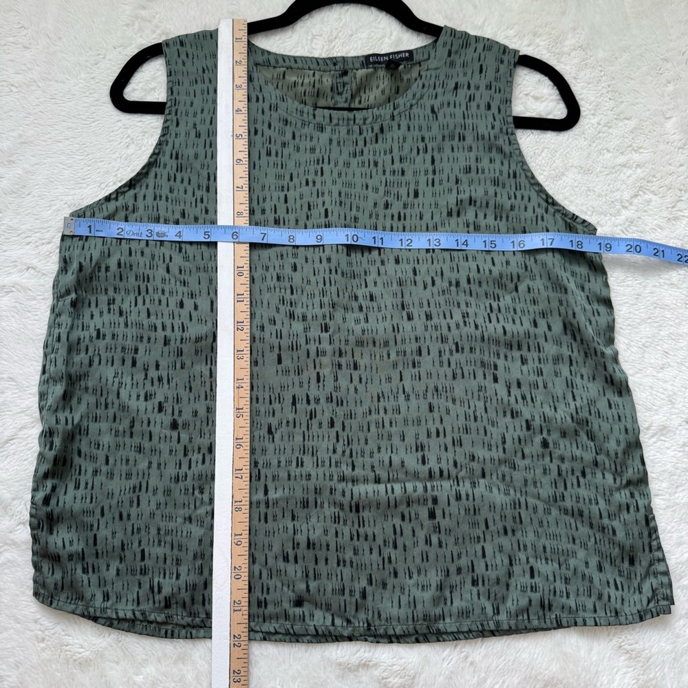 ❌Eileen Fisher Nori Silk Shell Top Women's Small Green Dash Organic Cotton Offic - Picture 8 of 9